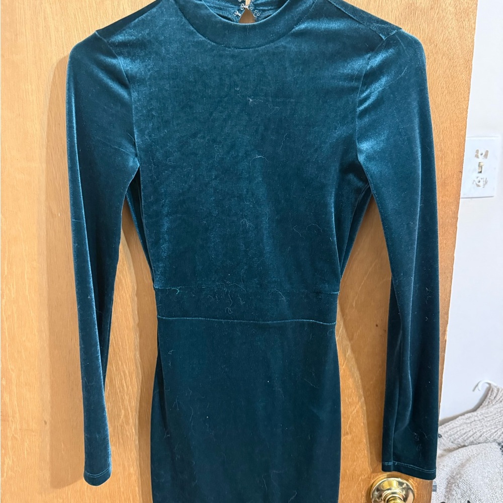 Elegant Teal Velvet Dress
